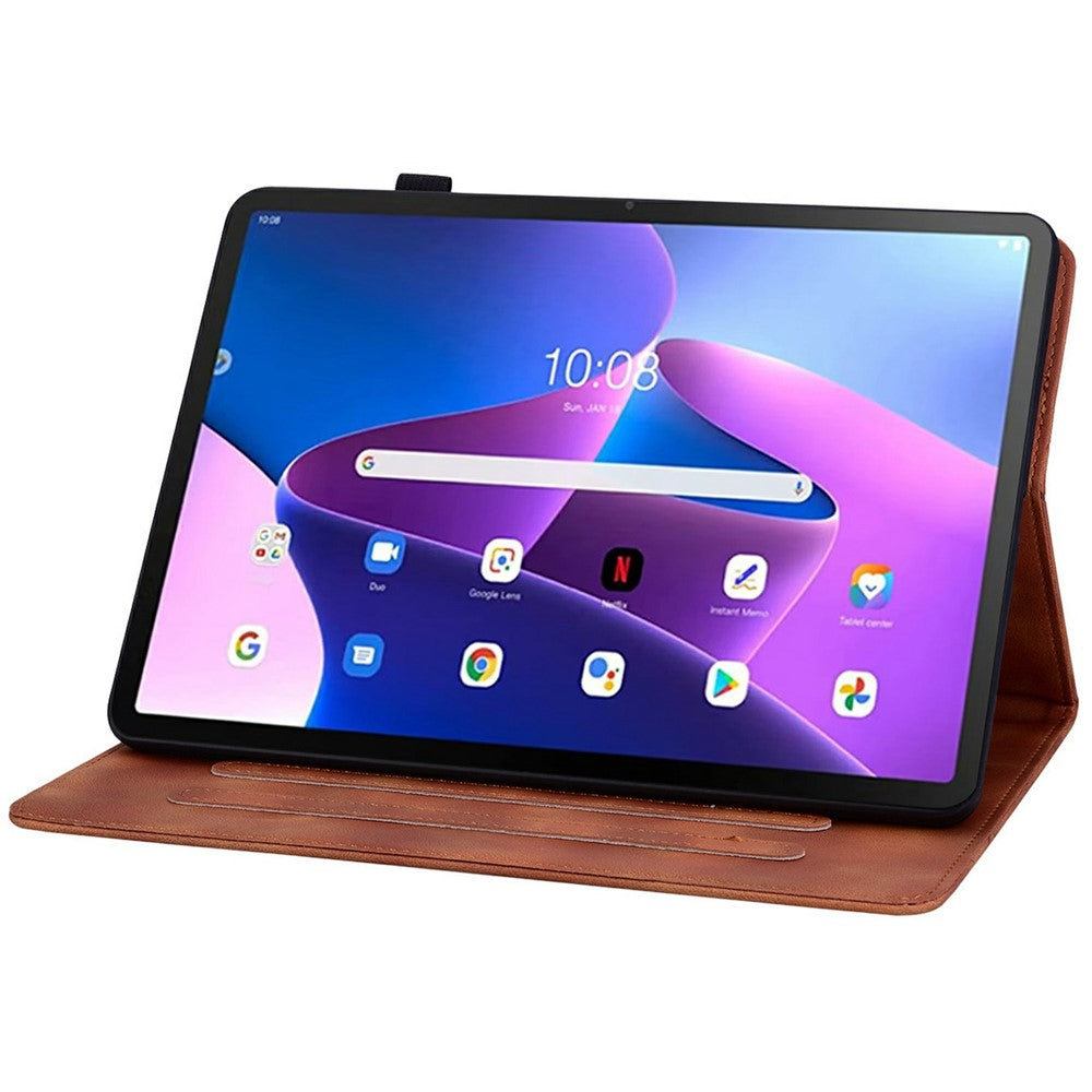 For Lenovo Tab TB311FU Case Lily Flower Imprint Card Slots Leather Tablet Cover