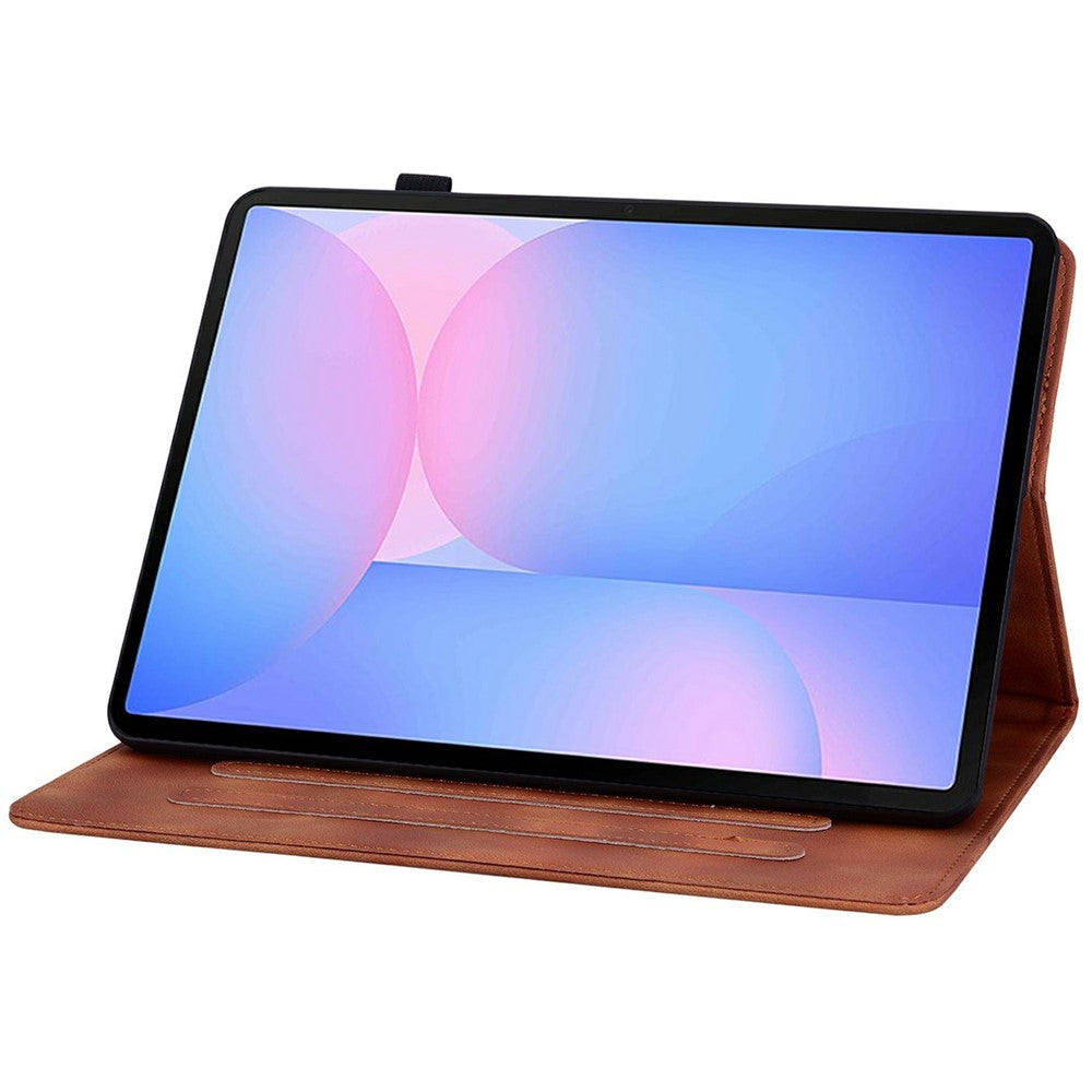For Samsung Galaxy Tab S10 FE+ Case Lily Flower Imprint Card Slots Leather Tablet Cover