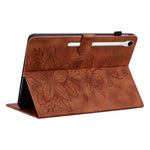 For Samsung Galaxy Tab S10 FE+ Case Lily Flower Imprint Card Slots Leather Tablet Cover