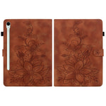 For Samsung Galaxy Tab S10 FE+ Case Lily Flower Imprint Card Slots Leather Tablet Cover