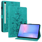 For Samsung Galaxy Tab S10 FE+ Case Lily Flower Imprint Card Slots Leather Tablet Cover