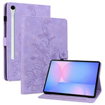 For Samsung Galaxy Tab S10 FE+ Case Lily Flower Imprint Card Slots Leather Tablet Cover