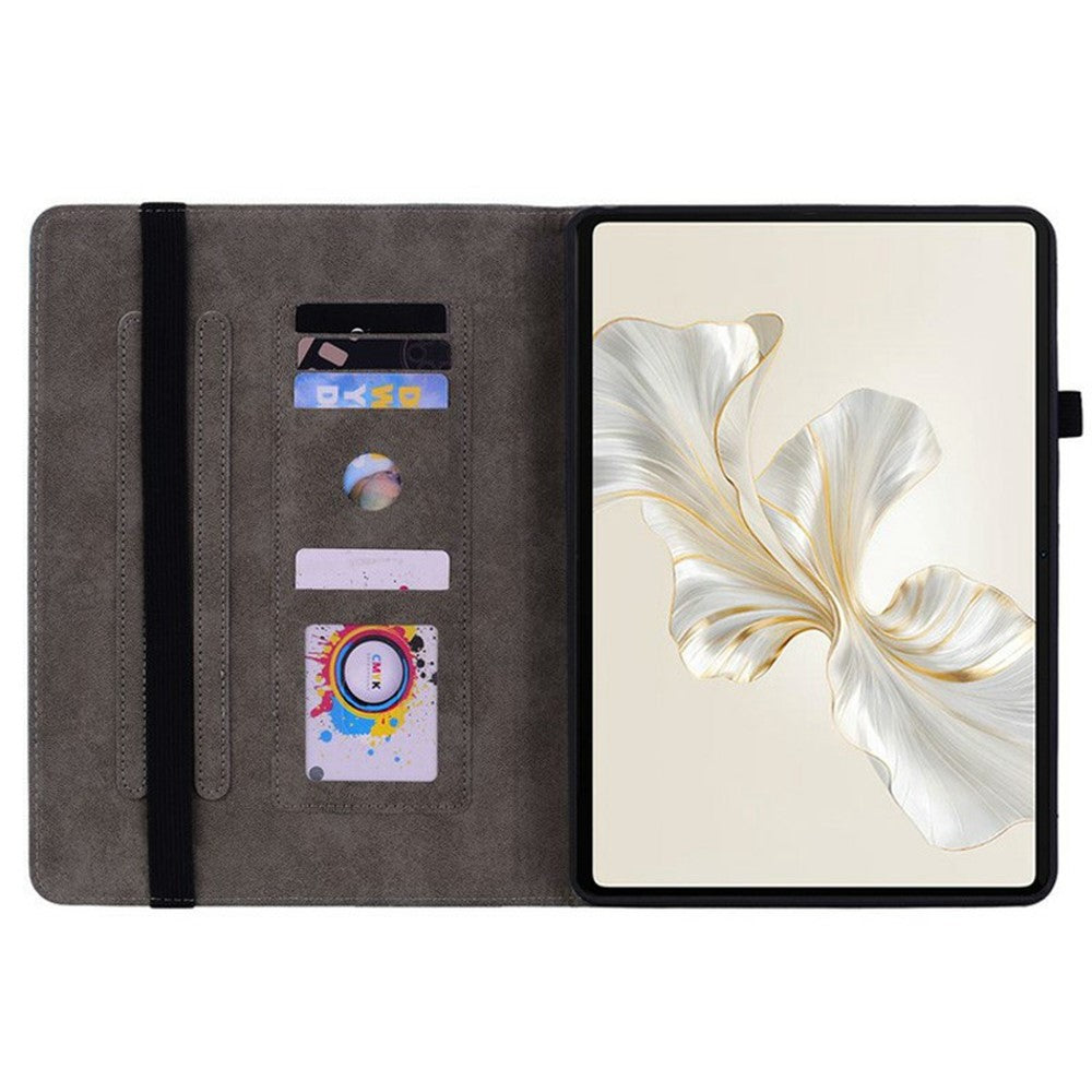 For Honor Pad X9a Case Card Holder Anti-Scratch Leather Cover Rose Flower Imprint