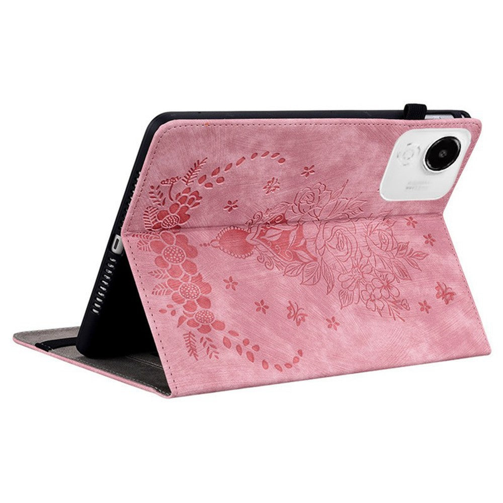 For Honor Pad X9a Case Card Holder Anti-Scratch Leather Cover Rose Flower Imprint