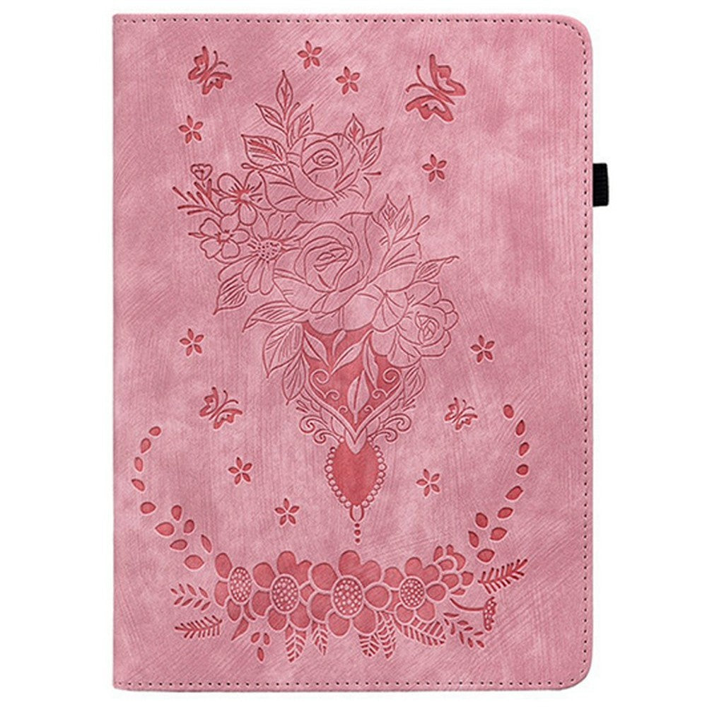 For Honor Pad X9a Case Card Holder Anti-Scratch Leather Cover Rose Flower Imprint