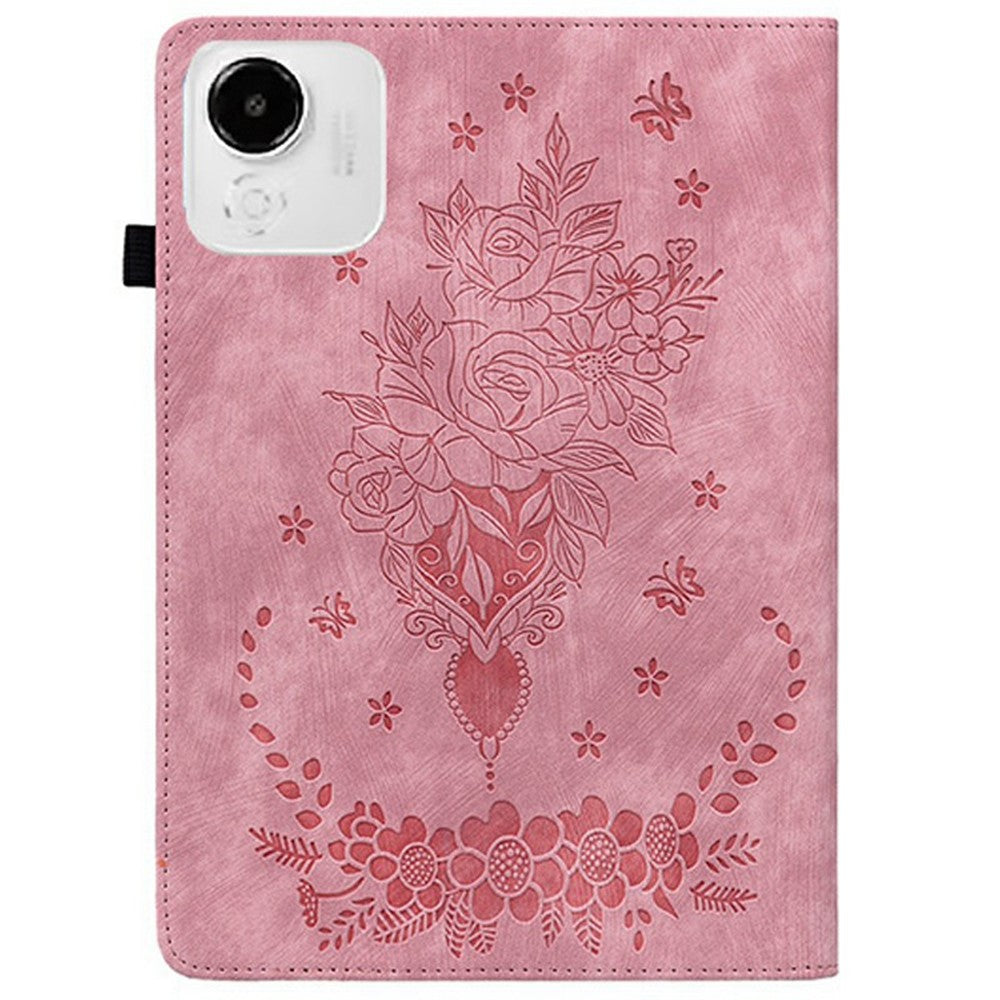 For Honor Pad X9a Case Card Holder Anti-Scratch Leather Cover Rose Flower Imprint
