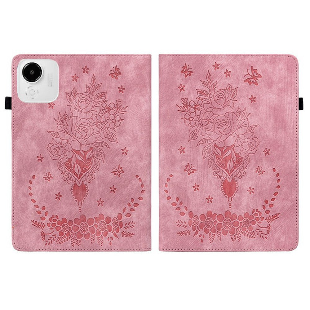 For Honor Pad X9a Case Card Holder Anti-Scratch Leather Cover Rose Flower Imprint