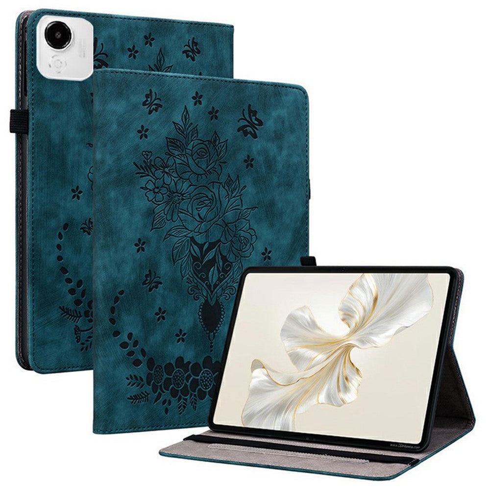 For Honor Pad X9a Case Card Holder Anti-Scratch Leather Cover Rose Flower Imprint