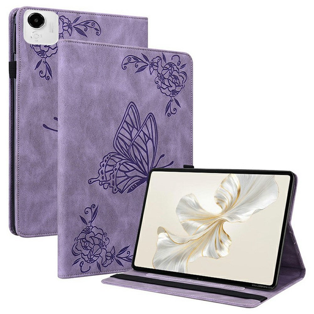 Til Honor Pad X9a Etui Sommerfugl Blomst Tryk PU Læder Tablet Cover med Kortlommer