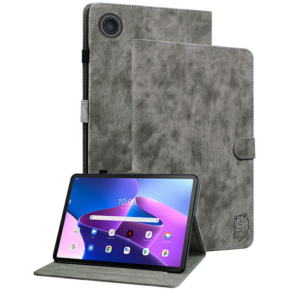 For Lenovo Tab TB311FU Case Tiger Imprint Anti-Scratch PU Leather Tablet Cover