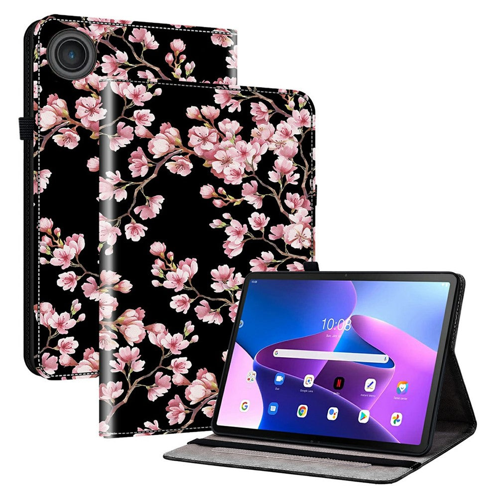 Läderfodral för Lenovo Tab TB311FU med mönster och stativ, surfplatta och kortplatser