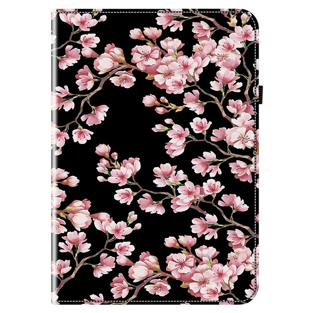 Til Samsung Galaxy Tab S10 FE+ Etui i læder med mønstertryk og stander samt kortpladser