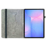 Til Samsung Galaxy Tab S10 FE+ Etui i læder med mønstertryk og standerfunktion samt kortlommer