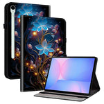 Til Samsung Galaxy Tab S10 FE+ Etui i læder med mønstertryk og standerfunktion samt kortlommer
