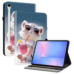 Til Samsung Galaxy Tab S10 FE+ Etui i læder med mønstertryk og standerfunktion samt kortlommer