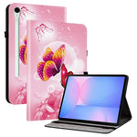 Til Samsung Galaxy Tab S10 FE+ Etui i læder med mønstertryk og standerfunktion samt kortlommer