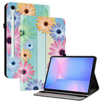Til Samsung Galaxy Tab S10 FE+ Etui i læder med mønstertryk og standerfunktion samt kortlommer