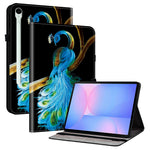 Til Samsung Galaxy Tab S10 FE+ Etui i læder med mønstertryk og standerfunktion samt kortlommer