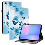 Til Samsung Galaxy Tab S10 FE+ Etui i læder med mønstertryk og standerfunktion samt kortlommer