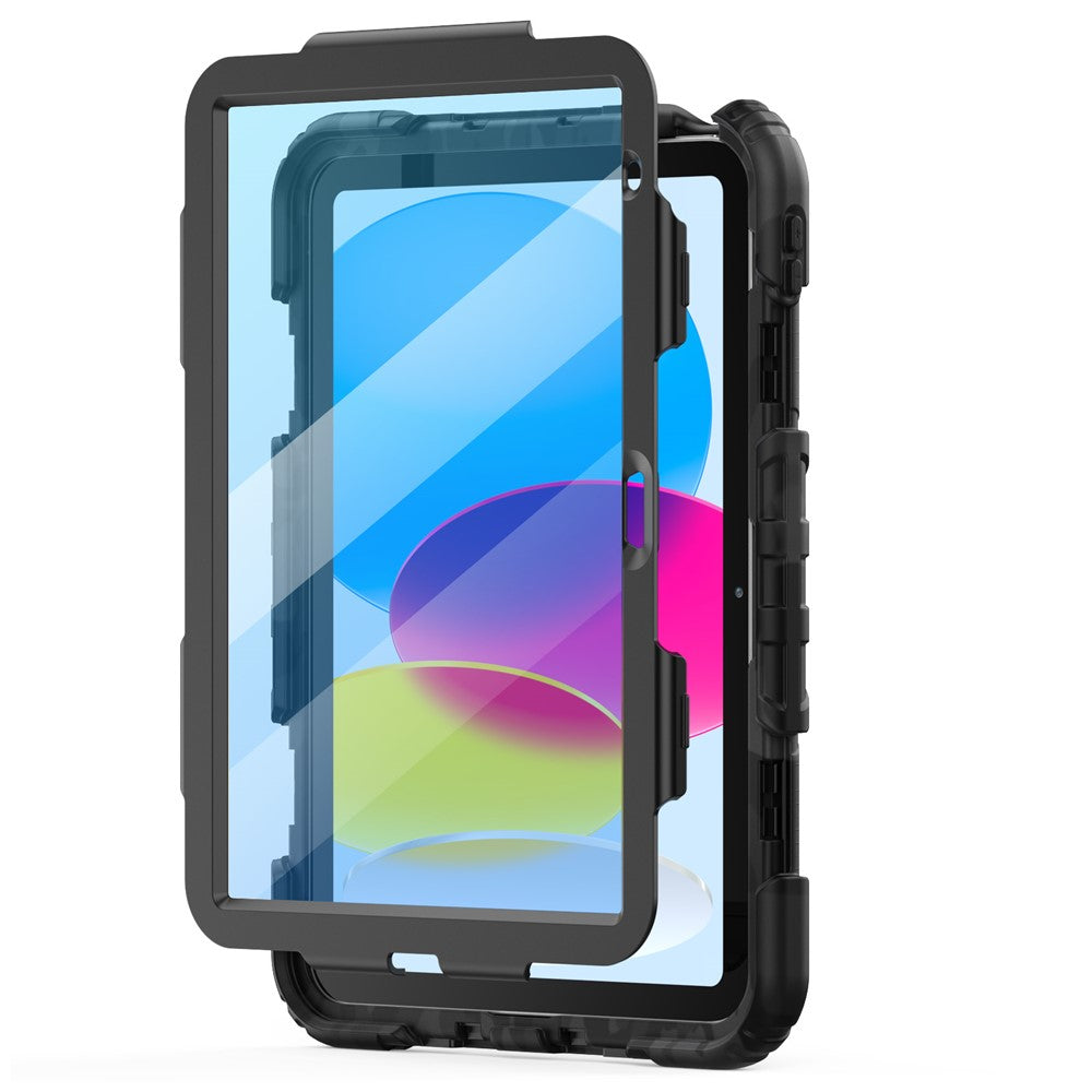 For iPad (2025) / iPad 10.9 (2022) Case Camo Printing PC + Silicone Tablet Cover with PET Film / Shoulder Strap
