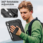 For iPad (2025) / iPad 10.9 (2022) Case Camo Printing PC + Silicone Tablet Cover with PET Film / Shoulder Strap
