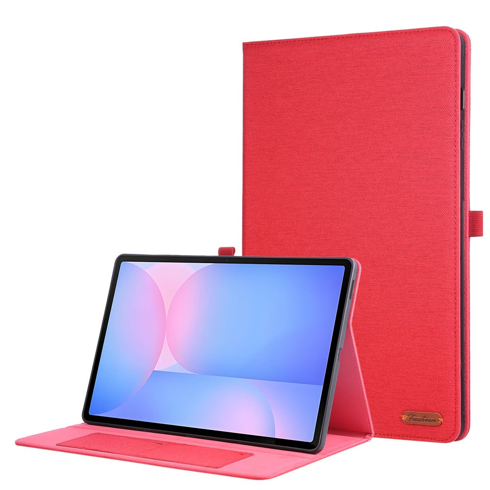 For Samsung Galaxy Tab S10 FE+ Leather Case Card Holder Cloth Texture Tablet Stand Cover