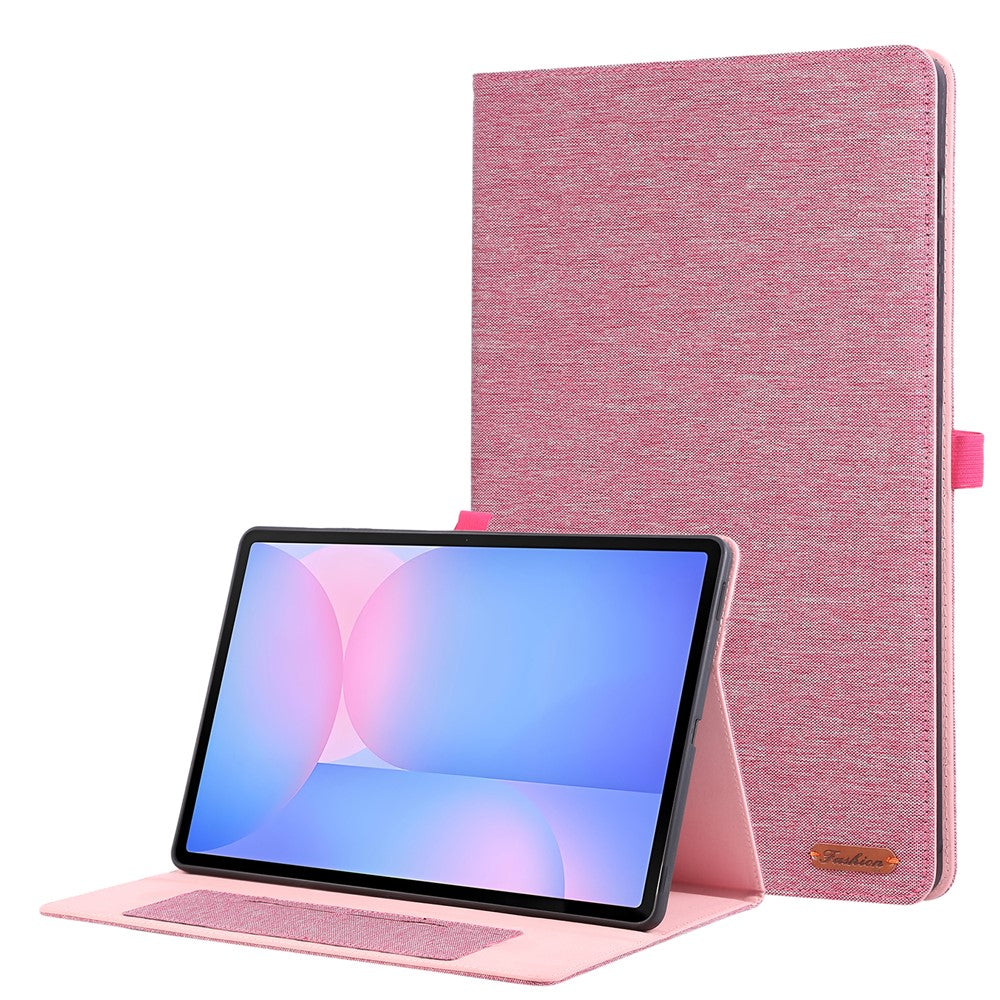 For Samsung Galaxy Tab S10 FE+ Leather Case Card Holder Cloth Texture Tablet Stand Cover