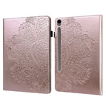 Til Samsung Galaxy Tab S10 FE+ Cover med påfugleblomstermønster, kortholder, læder tablet-cover