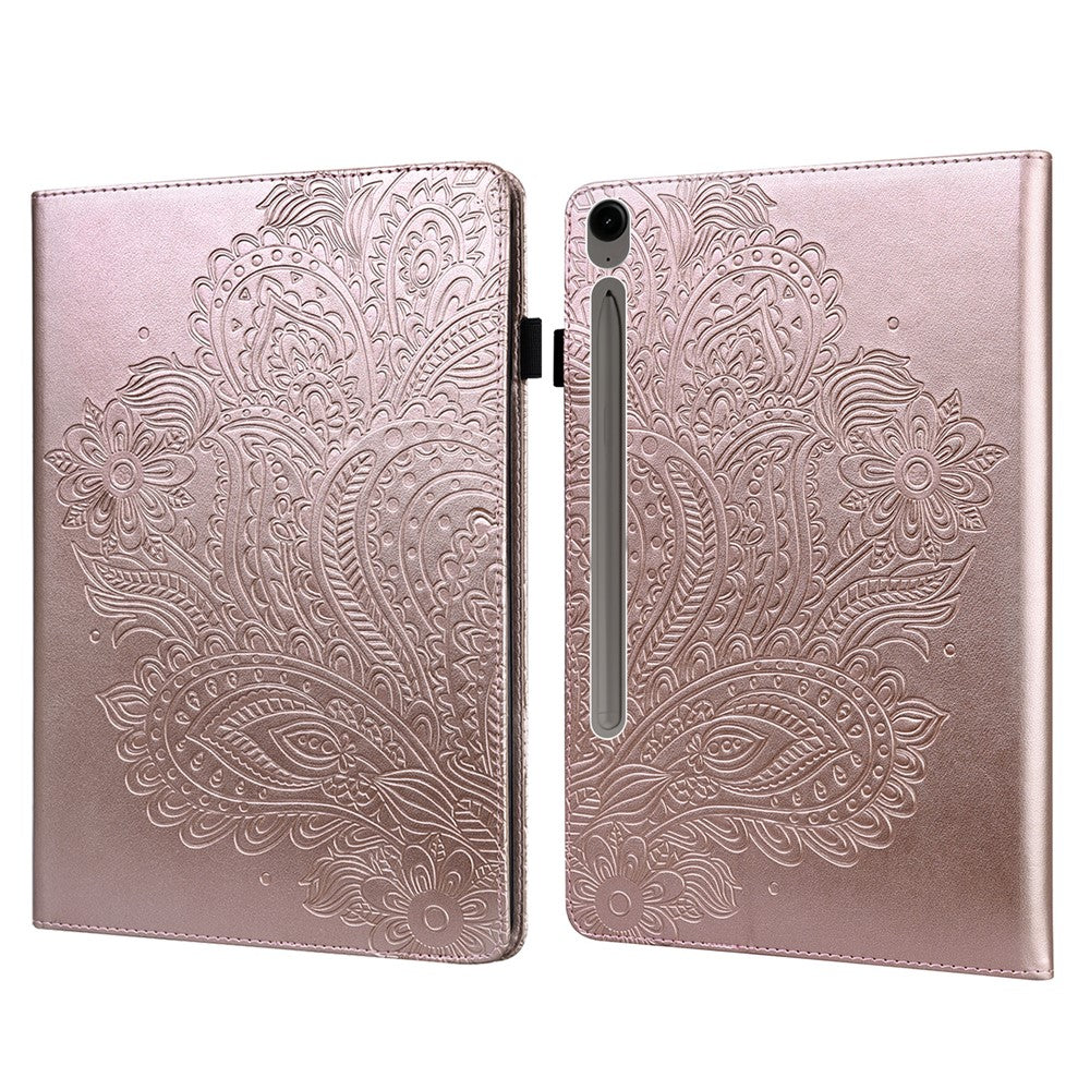 Til Samsung Galaxy Tab S10 FE+ Cover med påfugleblomstermønster, kortholder, læder tablet-cover