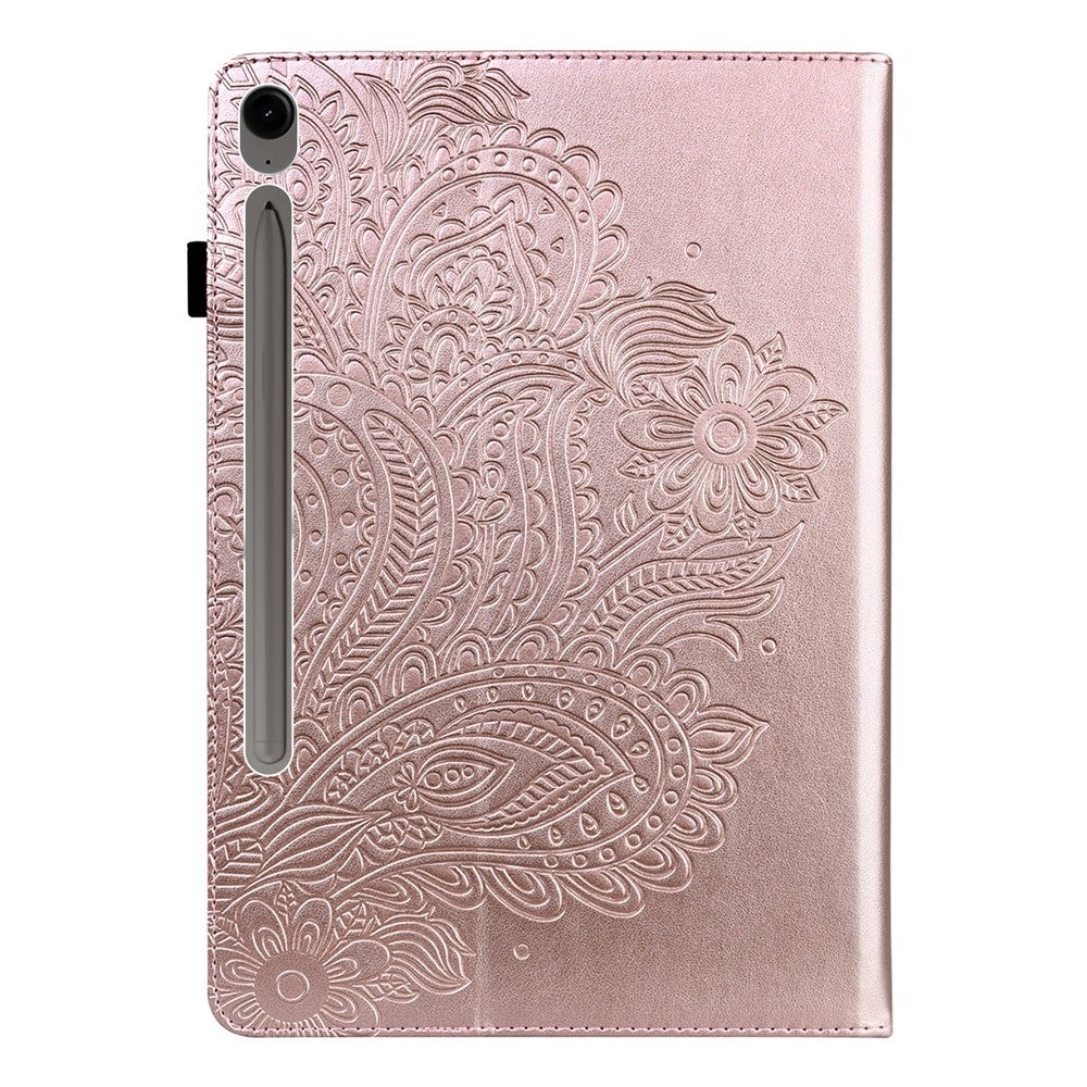 Til Samsung Galaxy Tab S10 FE+ Cover med påfugleblomstermønster, kortholder, læder tablet-cover