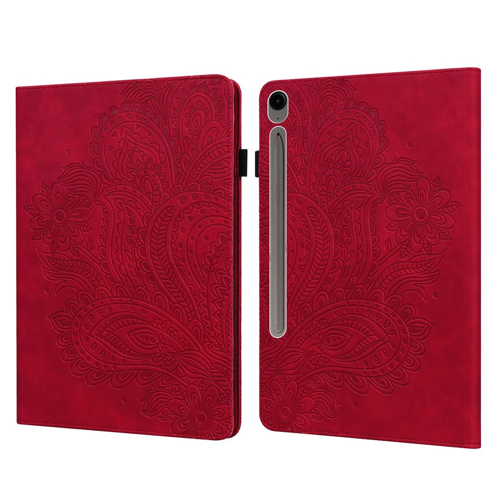 Til Samsung Galaxy Tab S10 FE+ Cover med påfugleblomstermønster, kortholder, læder tablet-cover