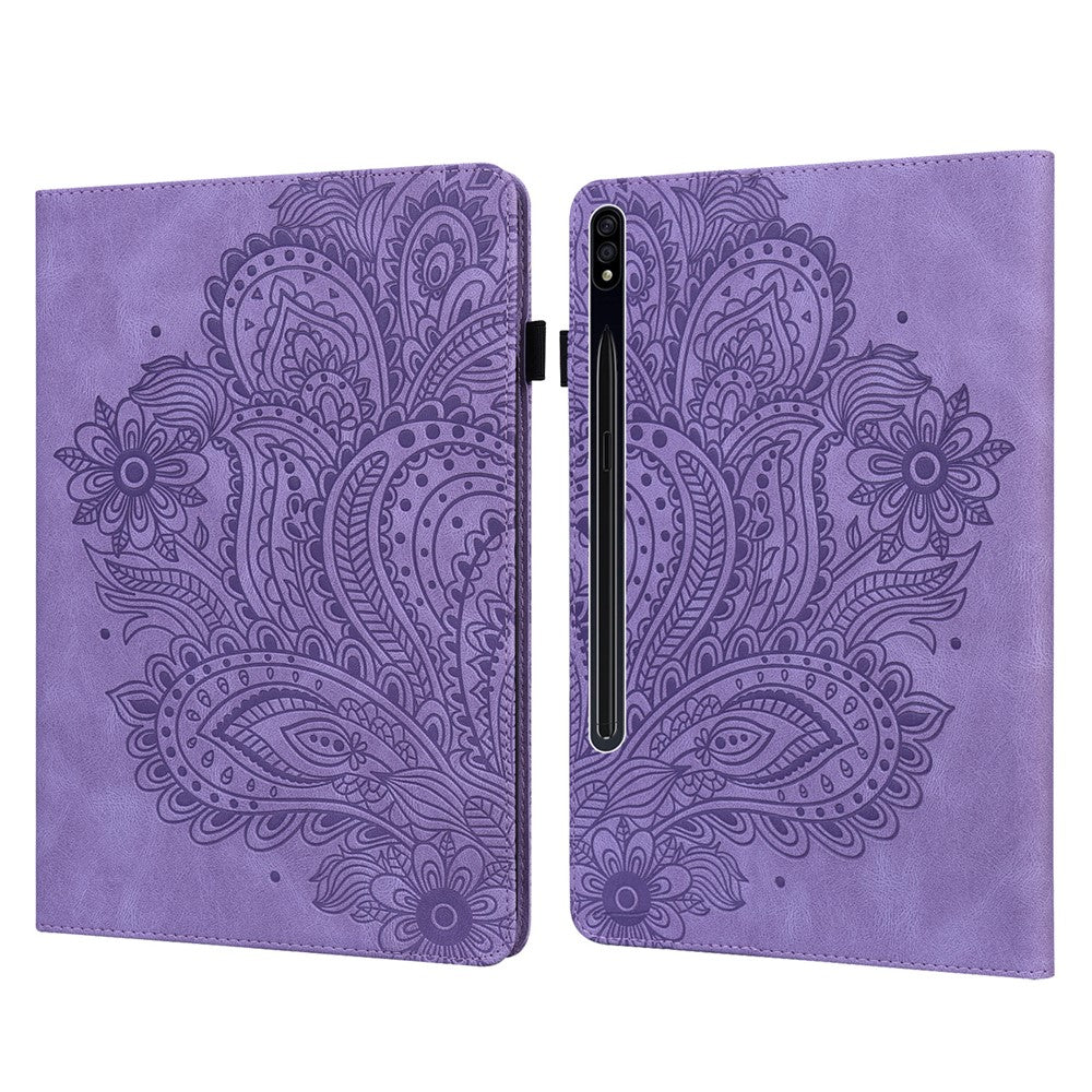Tablet Case For Samsung Galaxy Tab S10+  /  S9 FE+  /  S9+  /  S8+  /  S7+  /  S7 FE Peacock Flower Pattern Card Holder Leather Cover