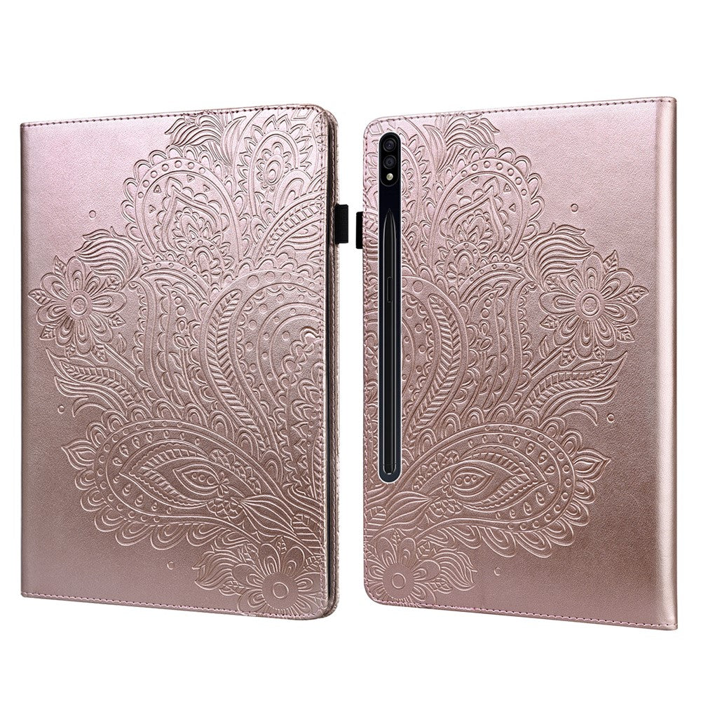 Tablet Case For Samsung Galaxy Tab S10+  /  S9 FE+  /  S9+  /  S8+  /  S7+  /  S7 FE Peacock Flower Pattern Card Holder Leather Cover