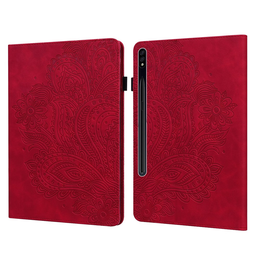 Tablet Case For Samsung Galaxy Tab S10+  /  S9 FE+  /  S9+  /  S8+  /  S7+  /  S7 FE Peacock Flower Pattern Card Holder Leather Cover