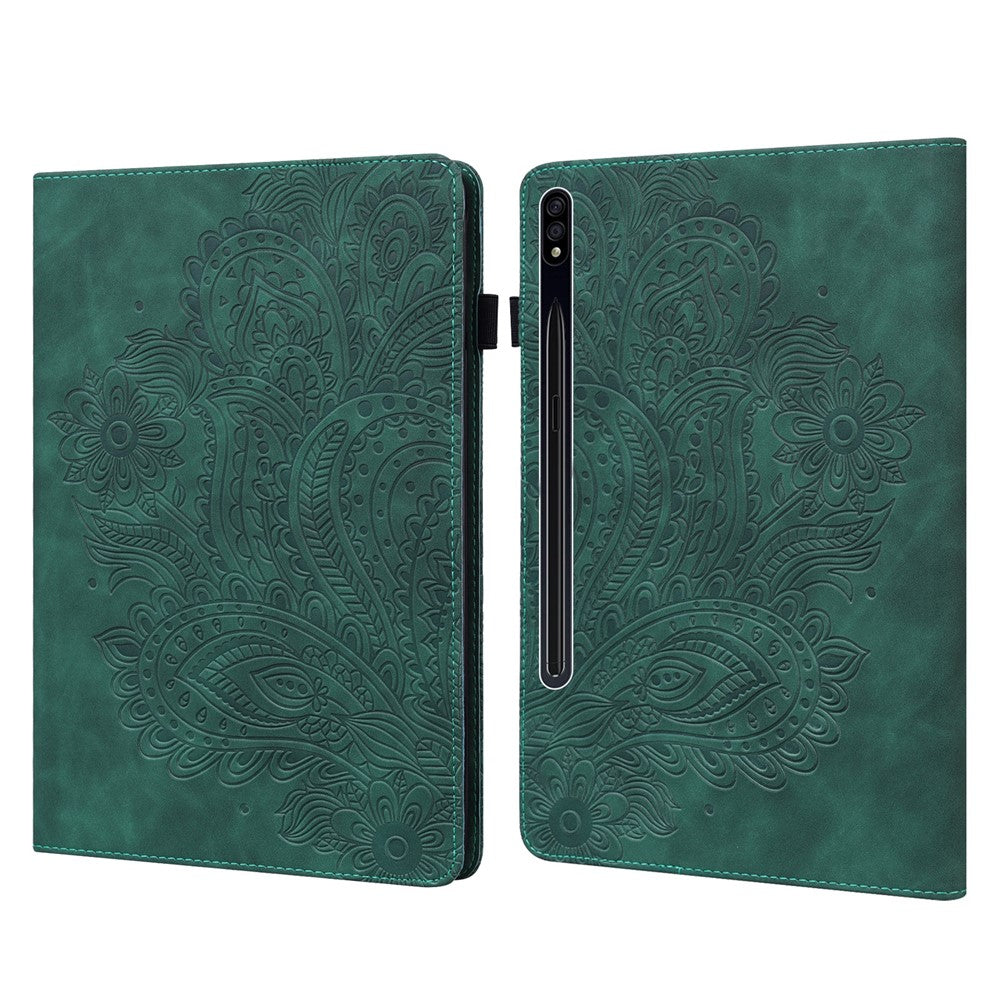 Tablet Case For Samsung Galaxy Tab S10+  /  S9 FE+  /  S9+  /  S8+  /  S7+  /  S7 FE Peacock Flower Pattern Card Holder Leather Cover