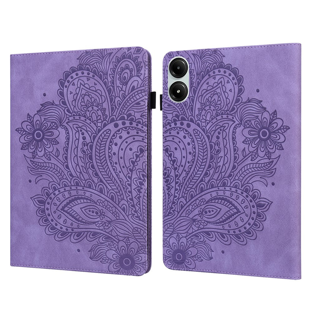 Tablet Case For Xiaomi Redmi Pad Pro 5G  /  Pad Pro  /  Poco Pad 4G Peacock Flower Pattern Card Holder Leather Cover