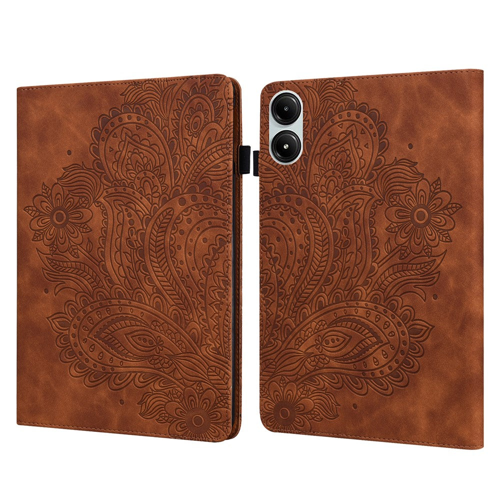 Tablet Case For Xiaomi Redmi Pad Pro 5G  /  Pad Pro  /  Poco Pad 4G Peacock Flower Pattern Card Holder Leather Cover