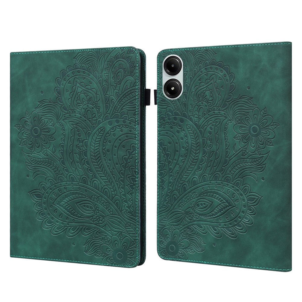Tablet Case For Xiaomi Redmi Pad Pro 5G  /  Pad Pro  /  Poco Pad 4G Peacock Flower Pattern Card Holder Leather Cover