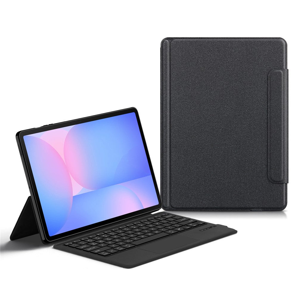 Til Samsung Galaxy Tab S10 FE+ læderetui + touchpad Bluetooth-kompatibelt tastatur (uden baggrundsbelysning)