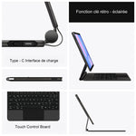 For Samsung Galaxy Tab S10 FE / S10 Lite / S9 / S8 / S7 FE Floating Magnetic Bluetooth-Compatible Keyboard (French) + Leather Tablet Case
