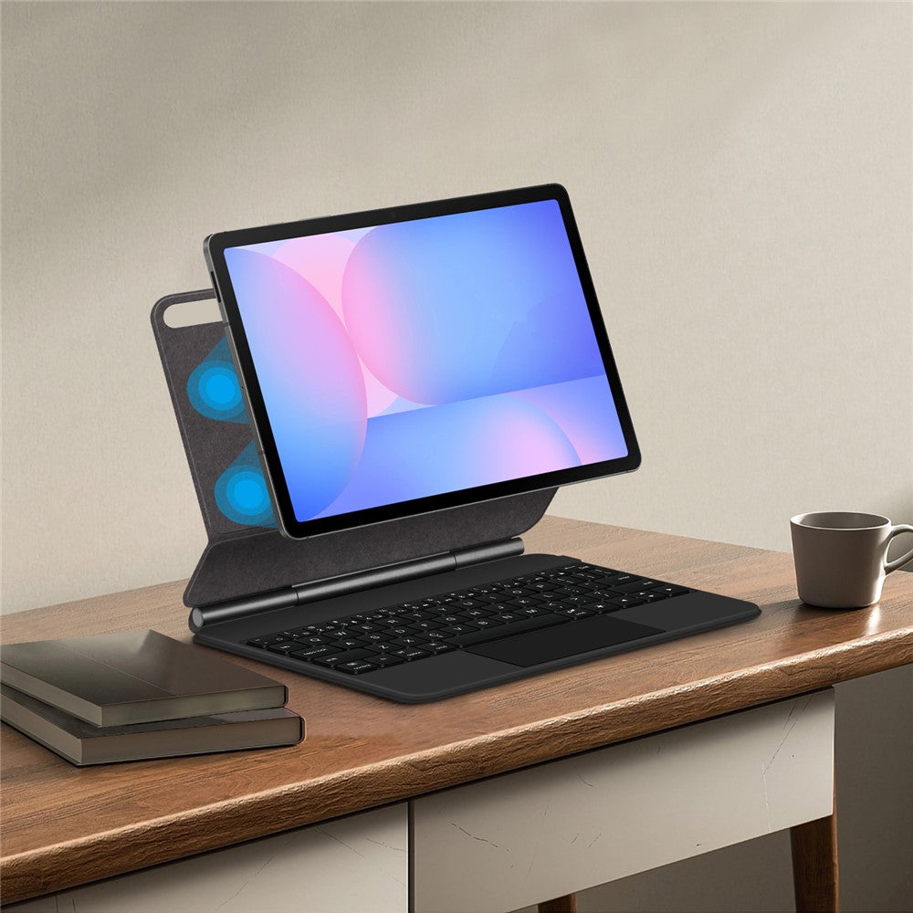 Til Samsung Galaxy Tab S10 FE / S10 Lite / S9 / S8 / S7 FE Magnetisk Flydende Bluetooth-kompatibelt Tastatur (Engelsk) + Tabletcover i Læder