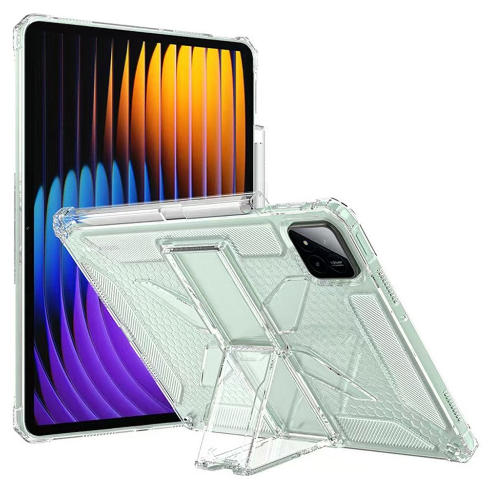 For Xiaomi Pad 7 Pro  /  Pad 7 Clear Case Kickstand Shockproof TPU + PC Tablet Cover with Pen Slot