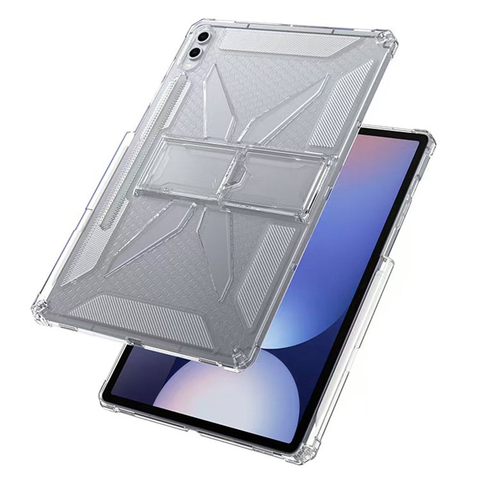 For Samsung Galaxy Tab S10+ / S9+ Clear Case Kickstand Shockproof TPU + PC Tablet Cover with Pen Slot