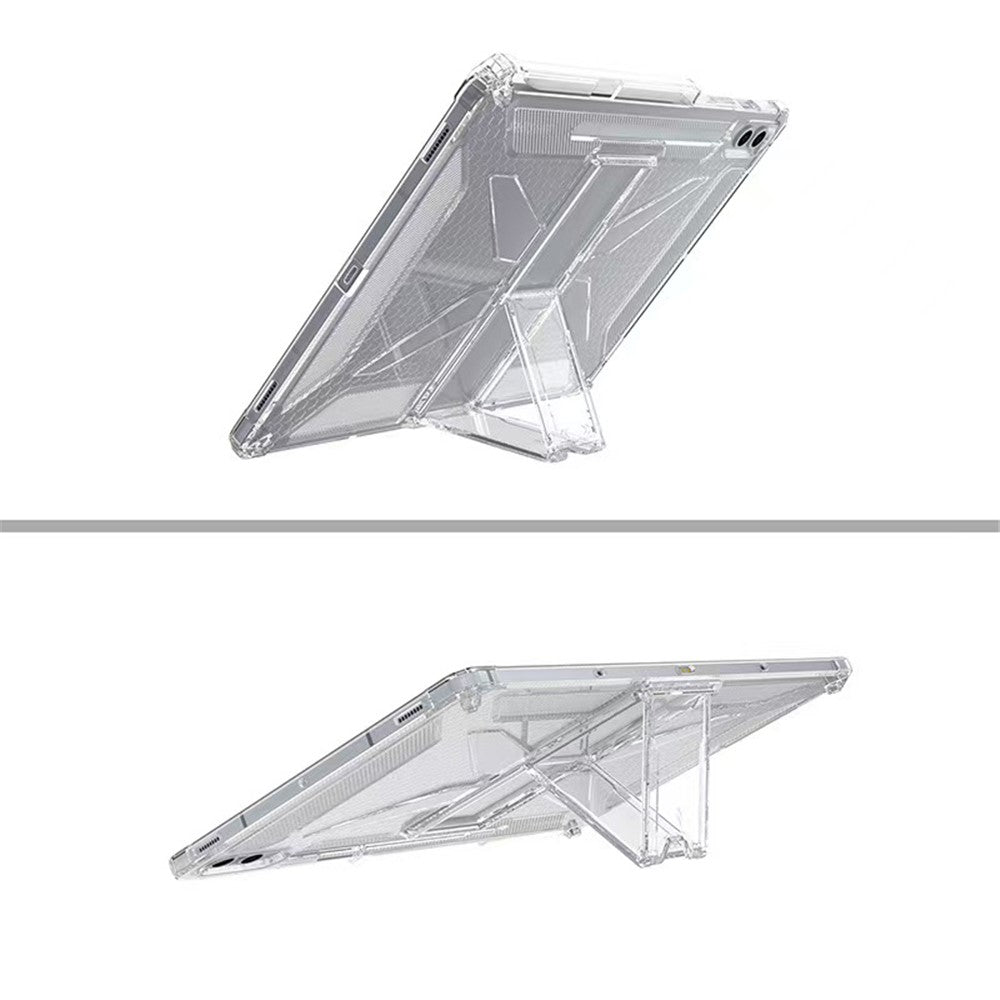 For Samsung Galaxy Tab S10+ / S9+ Clear Case Kickstand Shockproof TPU + PC Tablet Cover with Pen Slot