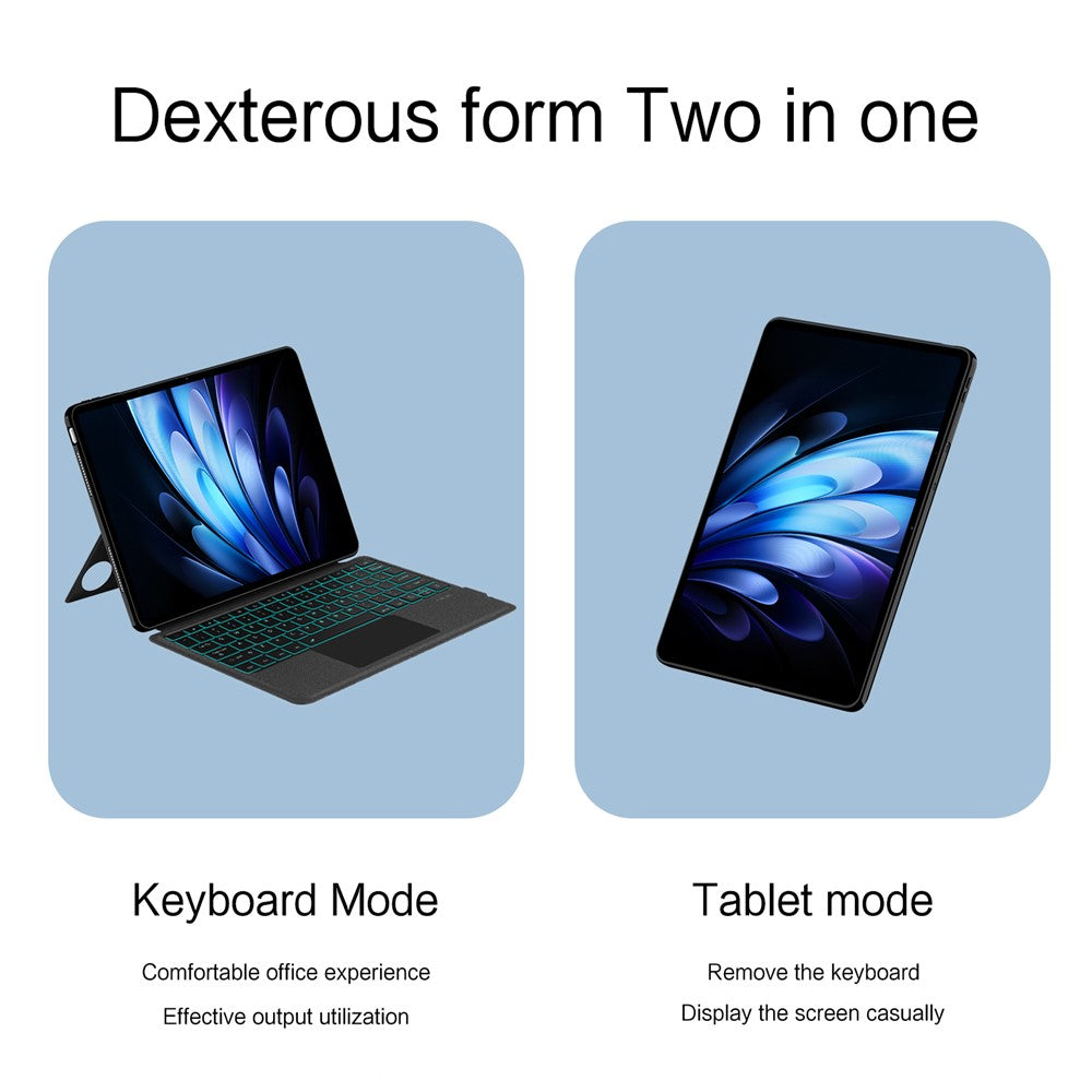 For vivo Pad5 Pro Leather Case + Bluetooth-Compatible Keyboard with Backlight Trackpad