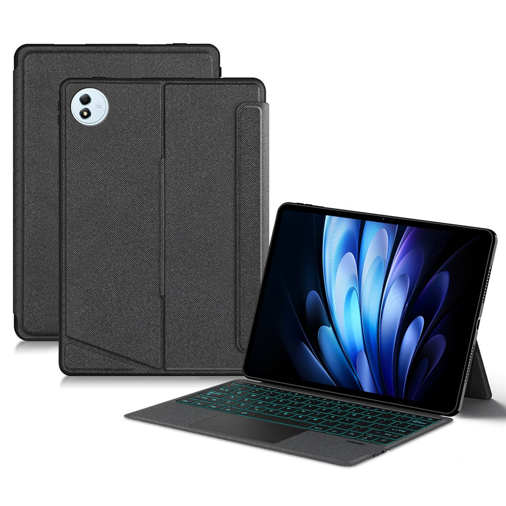 For vivo Pad5 Pro Leather Case + Bluetooth-Compatible Keyboard with Backlight Trackpad