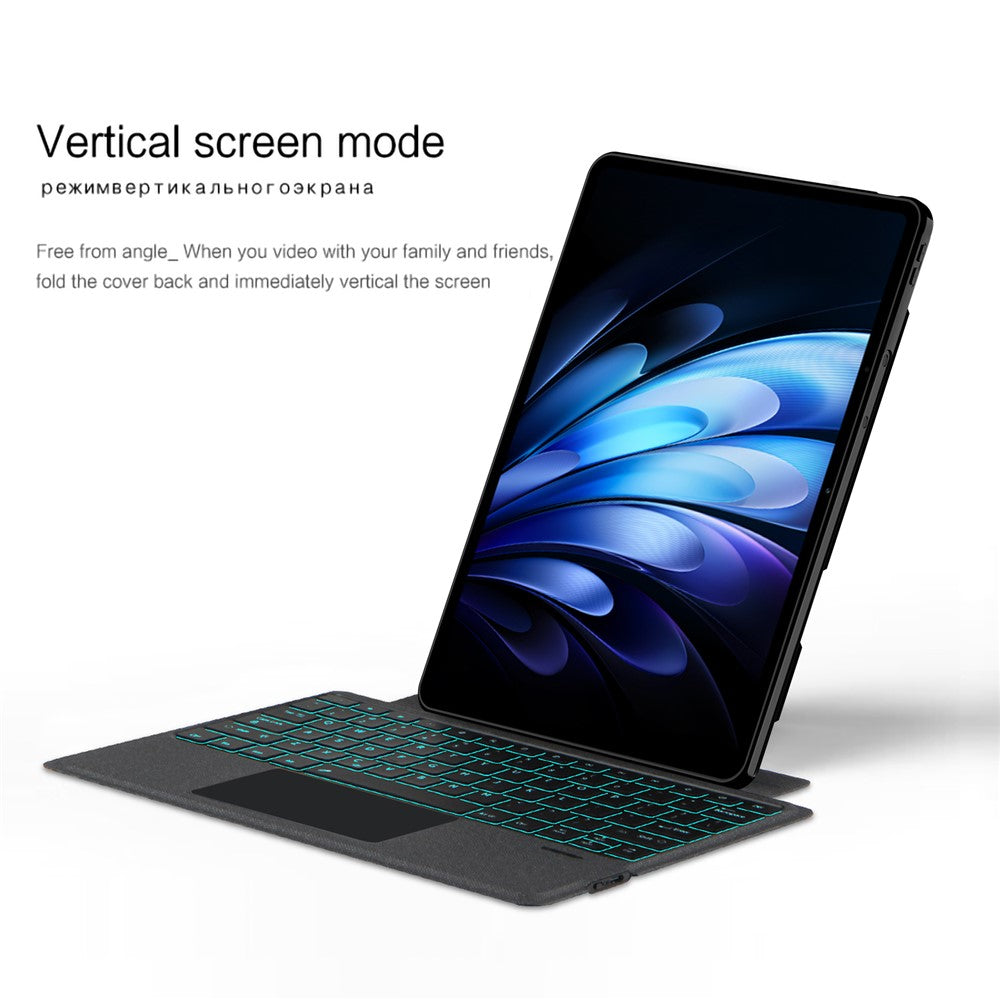For vivo Pad5 Pro Leather Case + Bluetooth-Compatible Keyboard with Backlight Trackpad