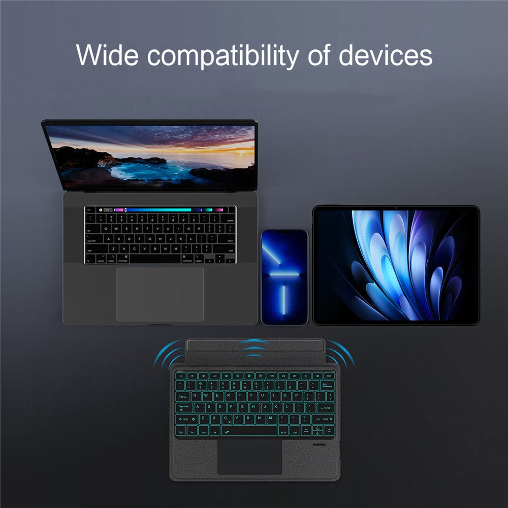 For vivo Pad5 Pro Leather Case + Bluetooth-Compatible Keyboard with Backlight Trackpad