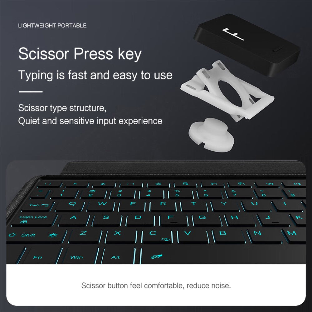 For vivo Pad5 Pro Leather Case + Bluetooth-Compatible Keyboard with Backlight Trackpad