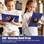 Til Samsung Galaxy Tab S10 FE+ SM-X620 / SM-X626B etui Roterbar støttefod PC+silikone håndrem tabletcover